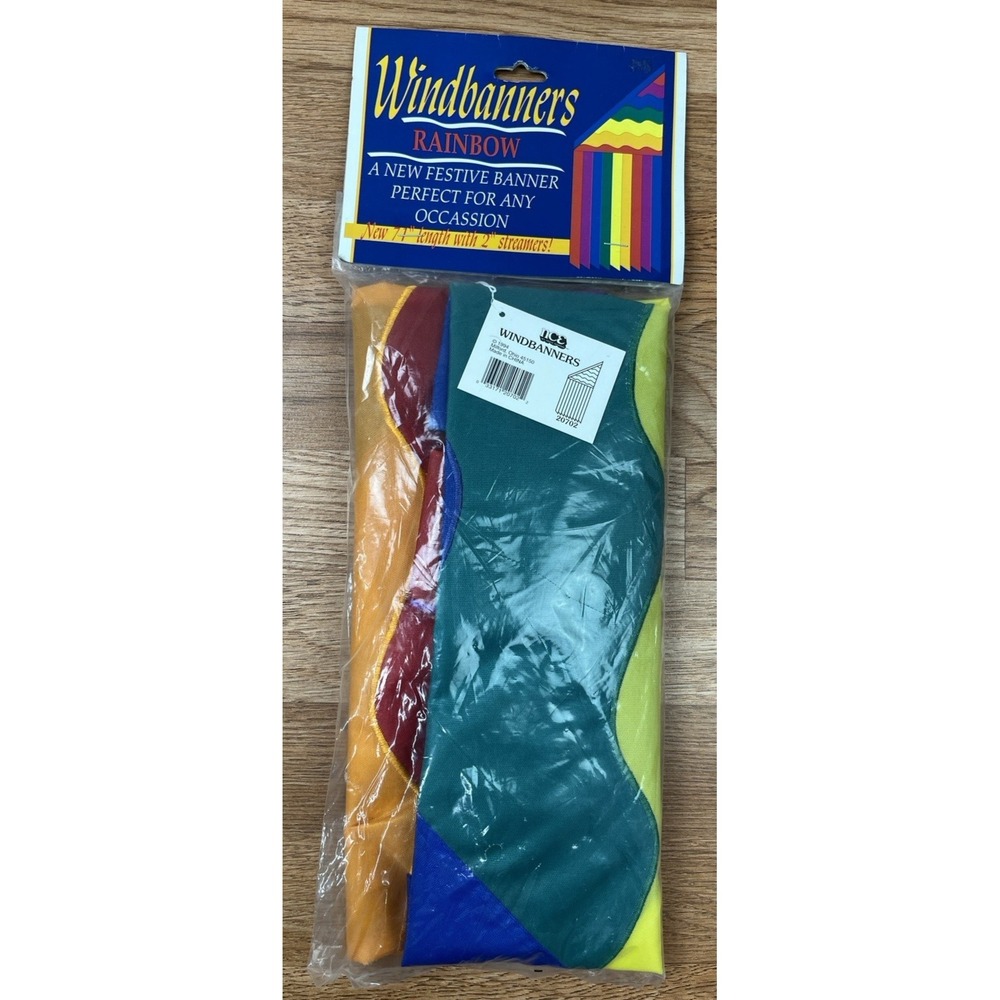 Vintage Rainbow Pride Windbanners Outdoor Yard Flag Decor 71" with Streamers NEW